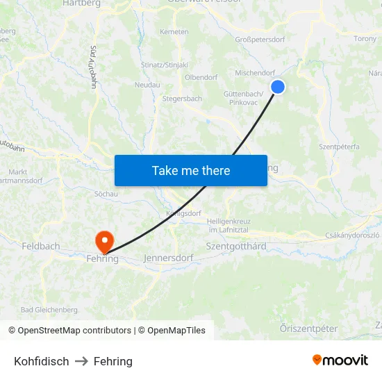 Kohfidisch to Fehring map
