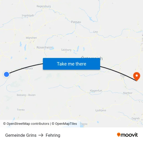 Gemeinde Grins to Fehring map