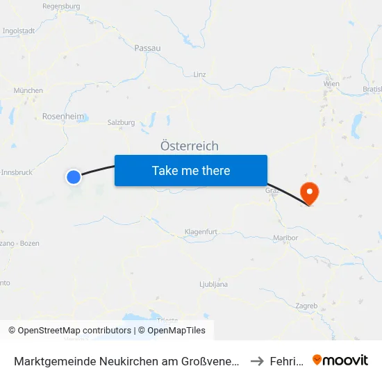 Marktgemeinde Neukirchen am Großvenediger to Fehring map