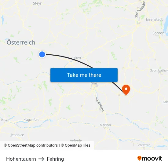 Hohentauern to Fehring map