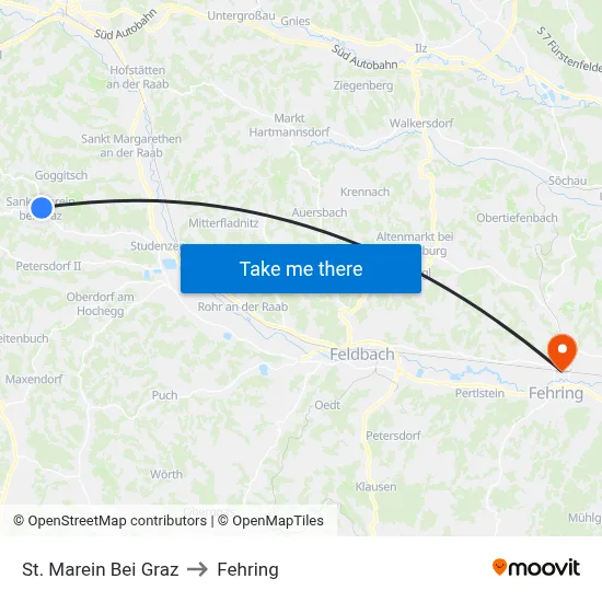 St. Marein Bei Graz to Fehring map