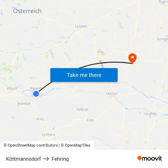 Köttmannsdorf to Fehring map