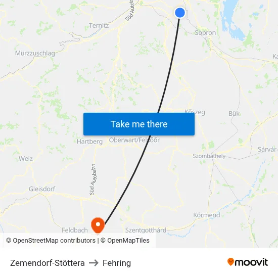 Zemendorf-Stöttera to Fehring map