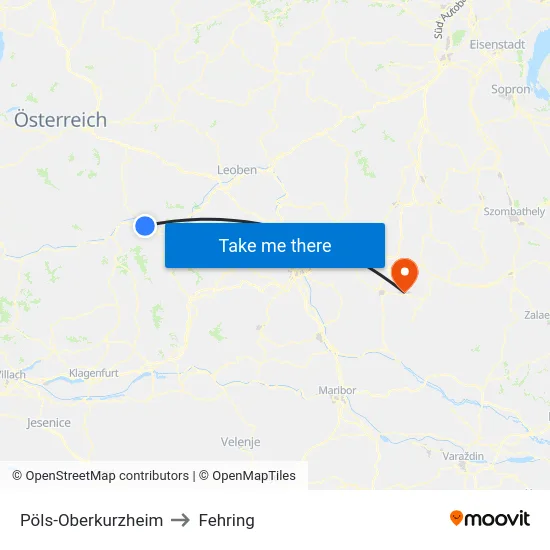 Pöls-Oberkurzheim to Fehring map