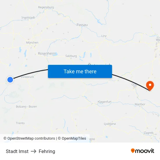 Stadt Imst to Fehring map