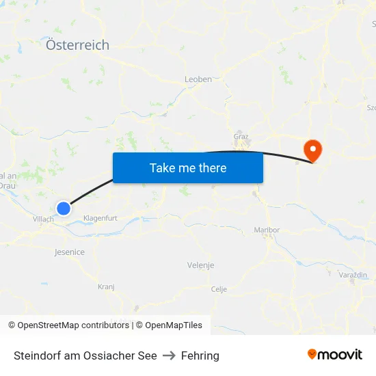 Steindorf am Ossiacher See to Fehring map