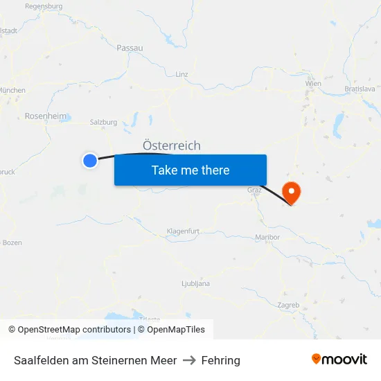 Saalfelden am Steinernen Meer to Fehring map