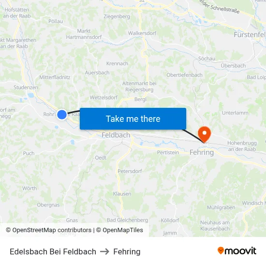 Edelsbach Bei Feldbach to Fehring map