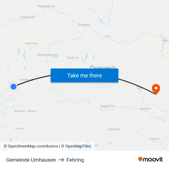 Gemeinde Umhausen to Fehring map
