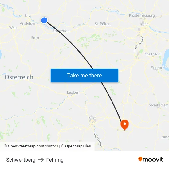 Schwertberg to Fehring map