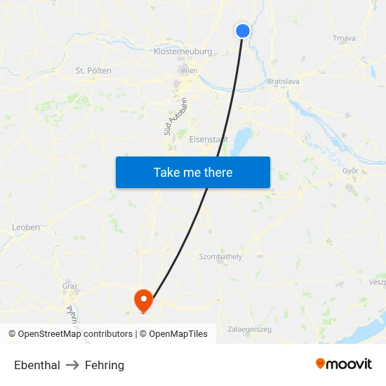 Ebenthal to Fehring map