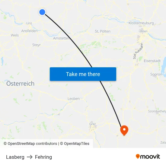 Lasberg to Fehring map