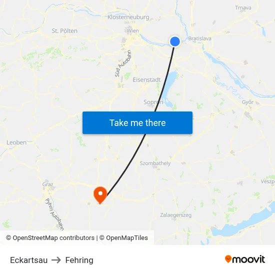 Eckartsau to Fehring map