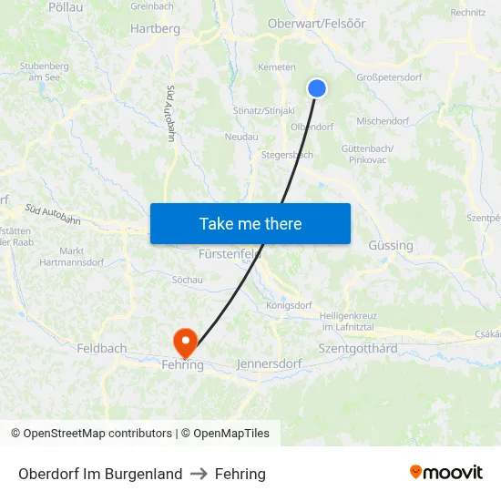 Oberdorf Im Burgenland to Fehring map