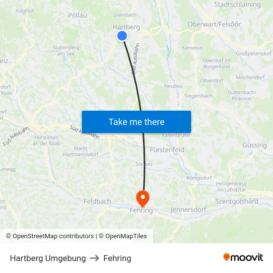 Hartberg Umgebung to Fehring map