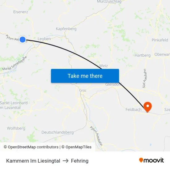 Kammern Im Liesingtal to Fehring map