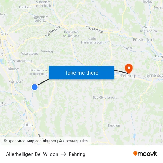 Allerheiligen Bei Wildon to Fehring map