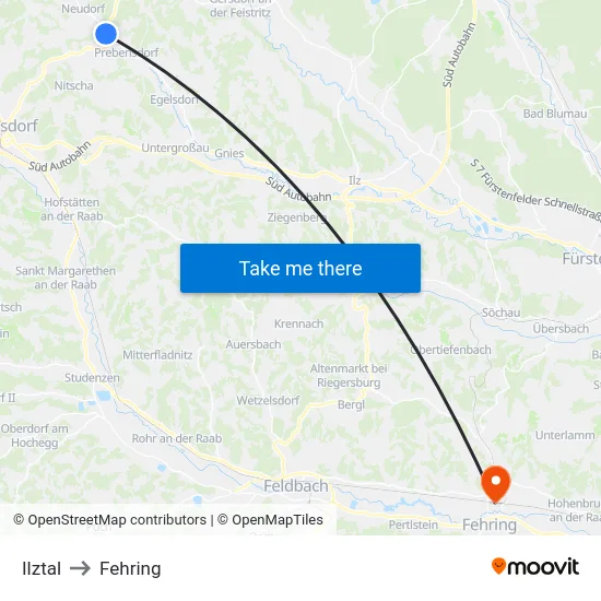 Ilztal to Fehring map