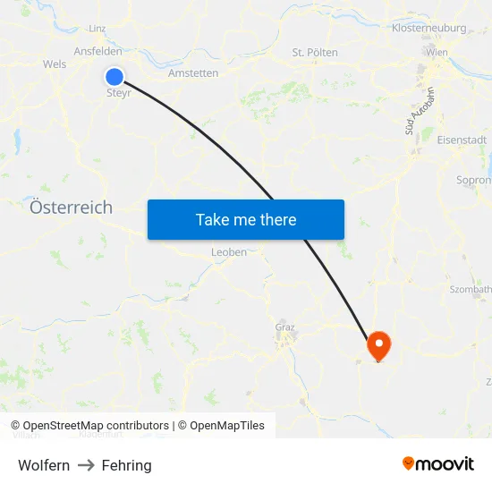 Wolfern to Fehring map