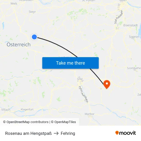Rosenau am Hengstpaß to Fehring map