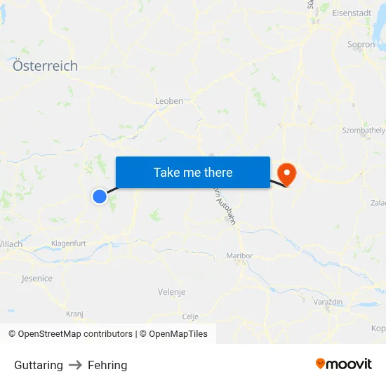 Guttaring to Fehring map