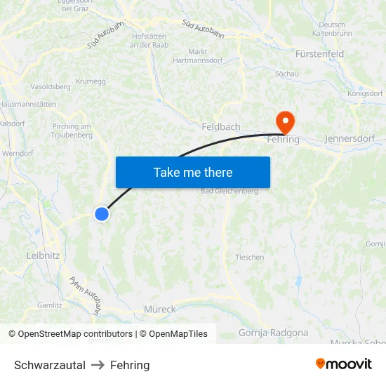 Schwarzautal to Fehring map
