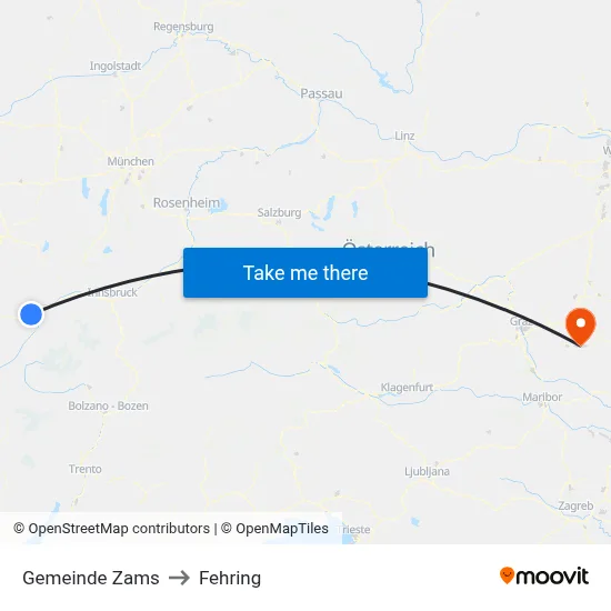 Gemeinde Zams to Fehring map