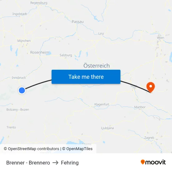 Brenner - Brennero to Fehring map