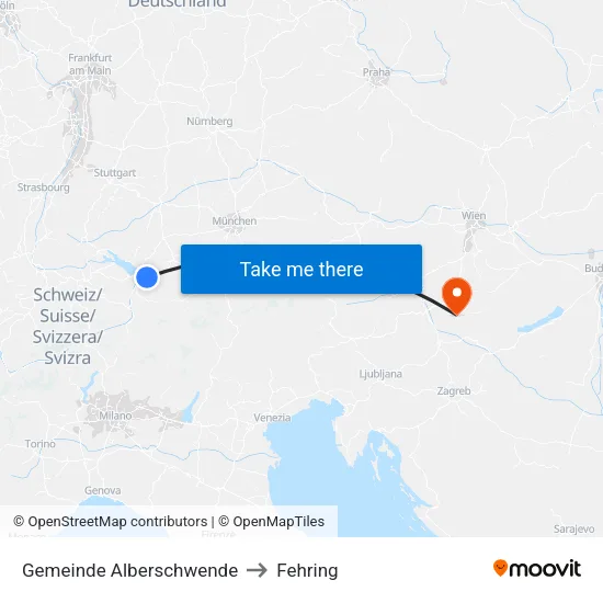 Gemeinde Alberschwende to Fehring map