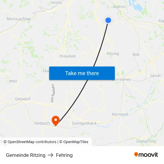 Gemeinde Ritzing to Fehring map