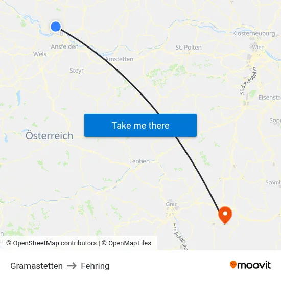 Gramastetten to Fehring map