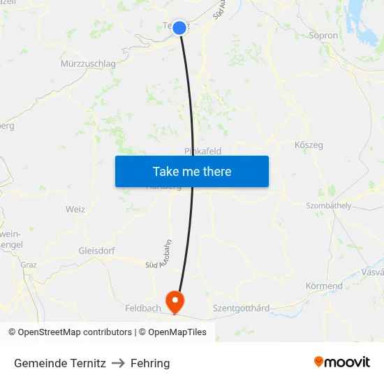 Gemeinde Ternitz to Fehring map
