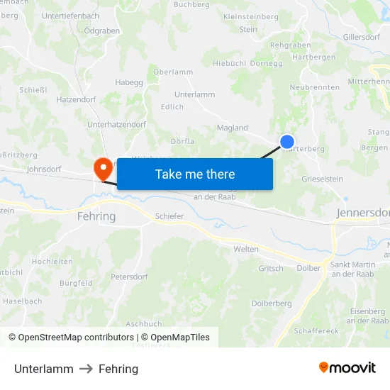Unterlamm to Fehring map