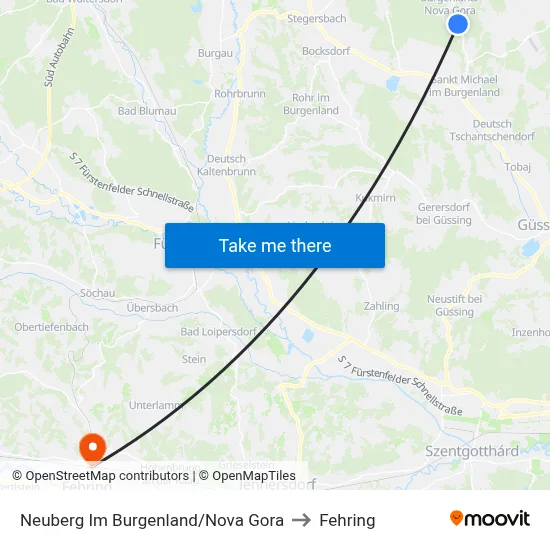 Neuberg Im Burgenland/Nova Gora to Fehring map