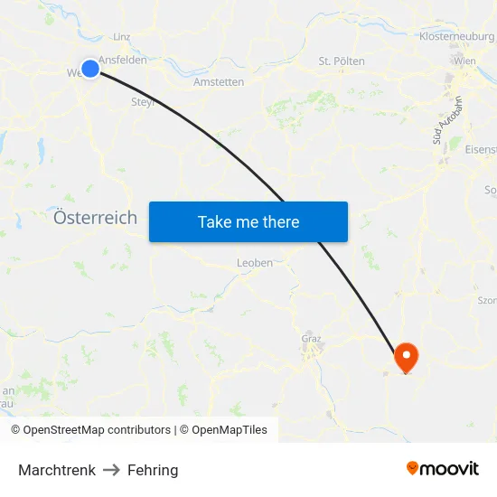 Marchtrenk to Fehring map