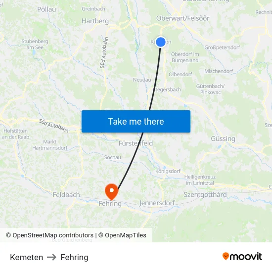 Kemeten to Fehring map