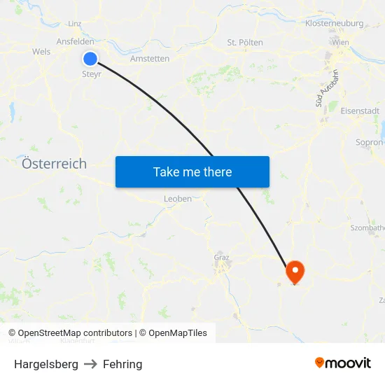 Hargelsberg to Fehring map
