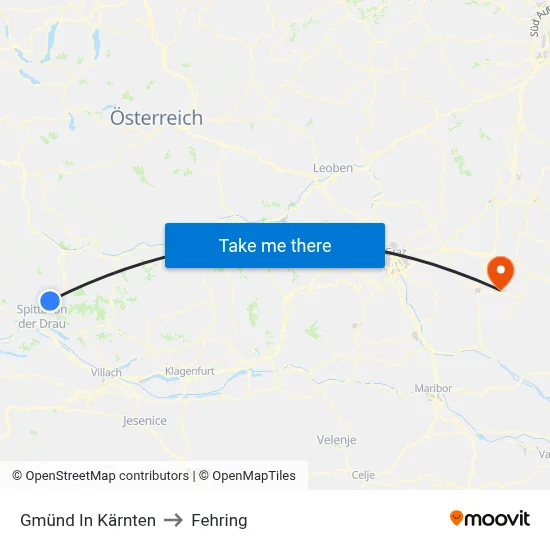 Gmünd In Kärnten to Fehring map
