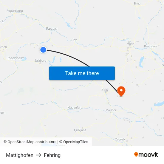 Mattighofen to Fehring map
