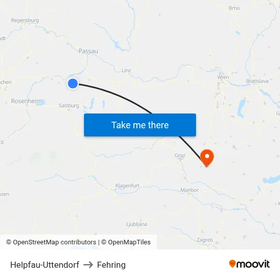 Helpfau-Uttendorf to Fehring map