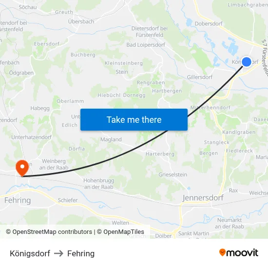 Königsdorf to Fehring map