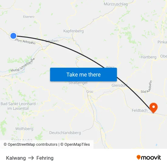 Kalwang to Fehring map