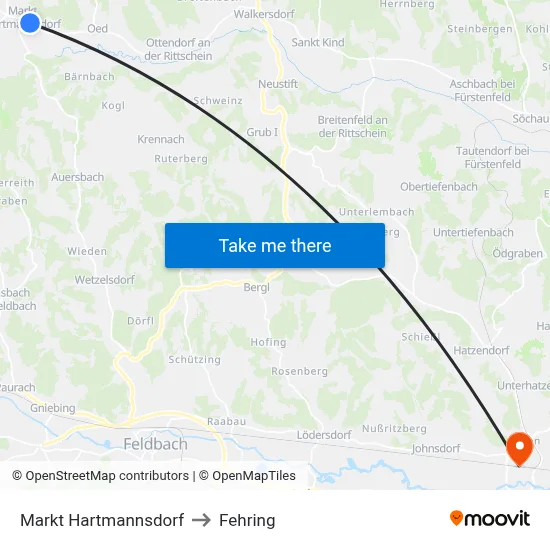 Markt Hartmannsdorf to Fehring map