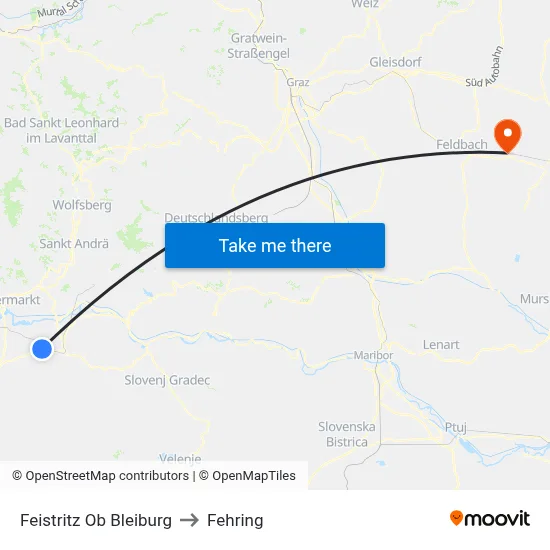 Feistritz Ob Bleiburg to Fehring map