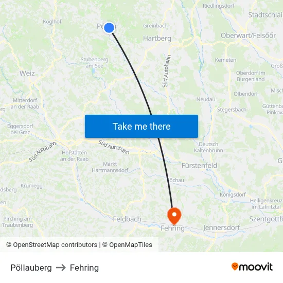 Pöllauberg to Fehring map