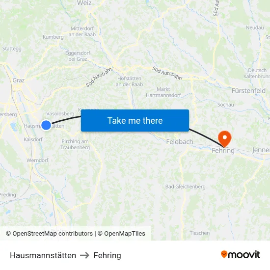 Hausmannstätten to Fehring map