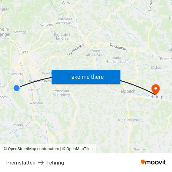 Premstätten to Fehring map