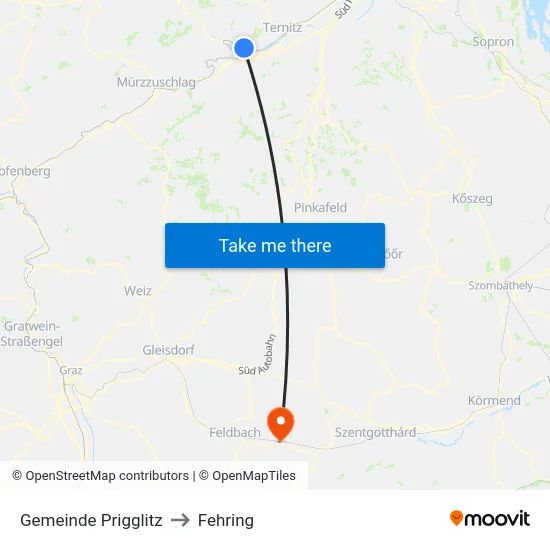 Gemeinde Prigglitz to Fehring map