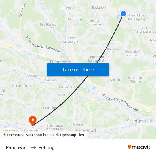 Rauchwart to Fehring map