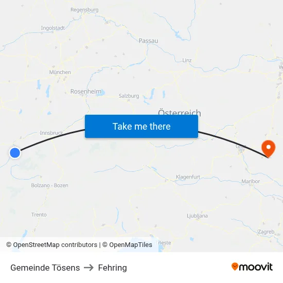 Gemeinde Tösens to Fehring map